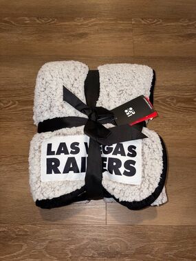 Las Vegas Raiders NFL Logo Brands 50"x60" Sherpa Frosty Fleece Throw Blanket New